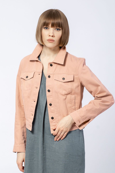 Плотный хлопковый жакет из текстиля с декоративными швами Individual design 19229 пудра - фото 1