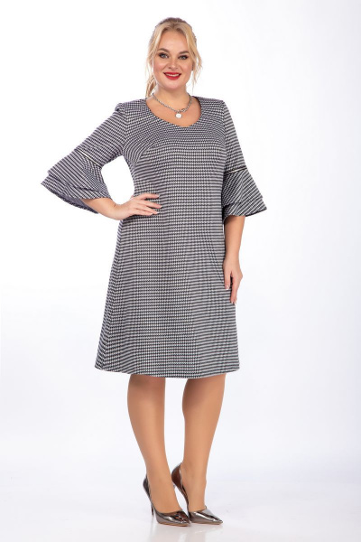 Демисезонное платье из трикотажа с V-образным вырезом Belinga 1211 серо-черный - фото 1