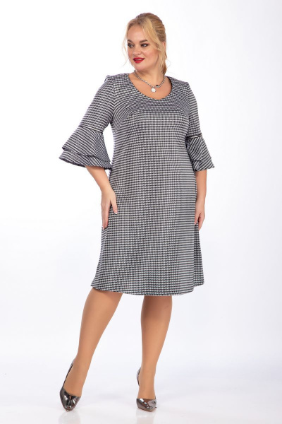 Демисезонное платье из трикотажа с V-образным вырезом Belinga 1211 серо-черный - фото 4