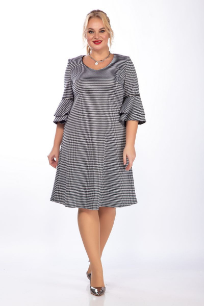 Демисезонное платье из трикотажа с V-образным вырезом Belinga 1211 серо-черный - фото 3