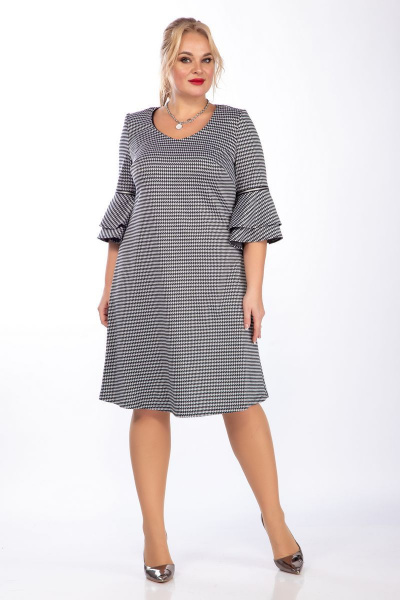 Демисезонное платье из трикотажа с V-образным вырезом Belinga 1211 серо-черный - фото 2