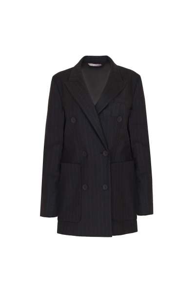 Жакет демисезонный синий из шерсти и текстиля Elema 1К-12162-1-170 синяя_полоска - фото 5