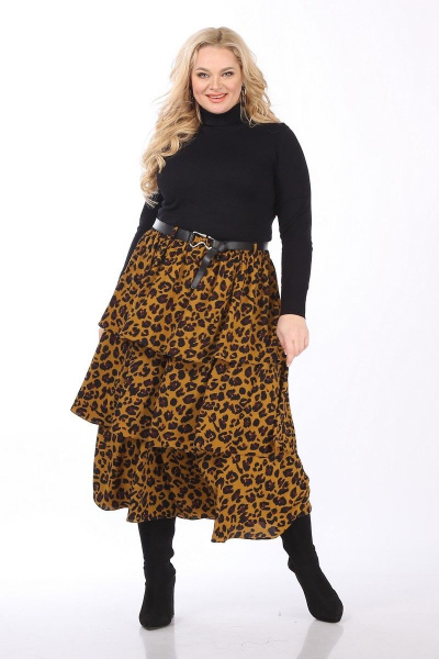 Юбка шифоновая с воланами из плотного материала Celentano 1992.2 леопард - фото 5