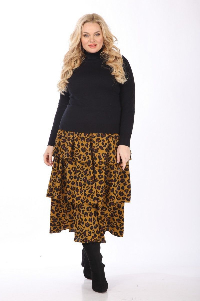 Юбка шифоновая с воланами из плотного материала Celentano 1992.2 леопард - фото 6