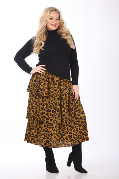 Юбка шифоновая с воланами из плотного материала Celentano 1992.2 леопард - фото 7