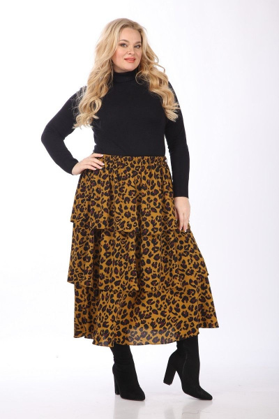 Юбка шифоновая с воланами из плотного материала Celentano 1992.2 леопард - фото 10