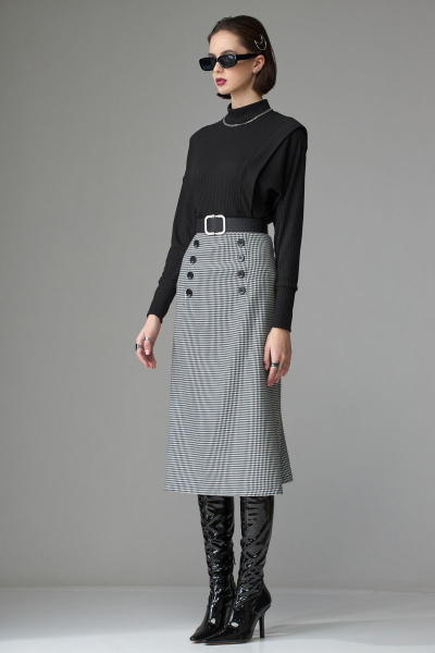 Юбка трапециевидная из костюмной ткани на резинке Орхидея 1226 - фото 3