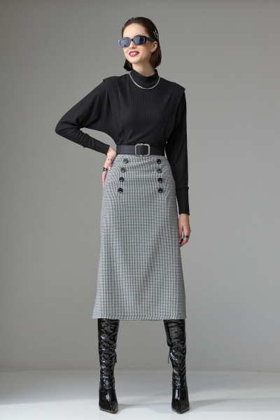 Юбка трапециевидная из костюмной ткани на резинке Орхидея 1226 - фото 1