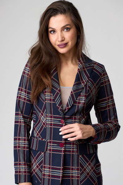 Жакет БелЭльСтиль 203-113_22 сине-красная клетка - фото 1