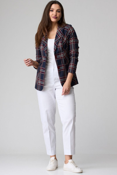 Жакет БелЭльСтиль 203-113_22 сине-красная клетка - фото 4
