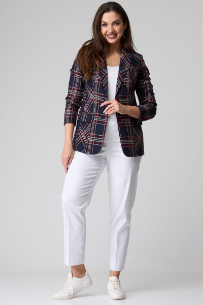 Жакет БелЭльСтиль 203-113_22 сине-красная клетка - фото 3