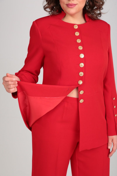 Деловой костюм 2-ка из тянущейся костюмной ткани Mubliz 003/1 красный - фото 7