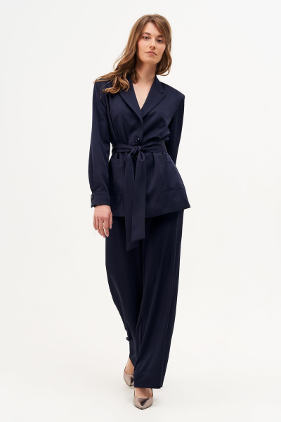 Синий жакет из текстиля с накладными карманами Condra 15087 синий - фото 4