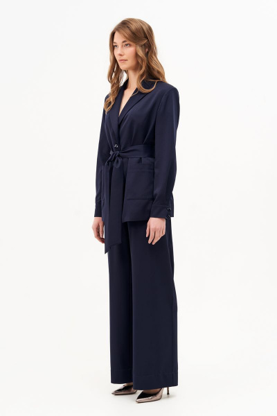 Синий жакет из текстиля с накладными карманами Condra 15087 синий - фото 3