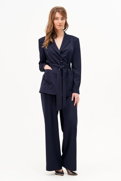 Синий жакет из текстиля с накладными карманами Condra 15087 синий - фото 1