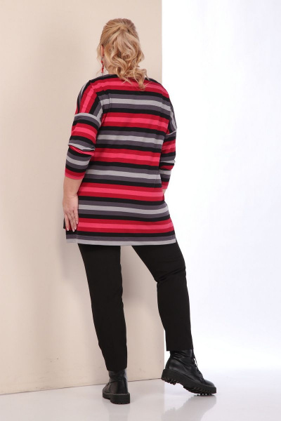 Трикотажный джемпер свободного скина со спущенным плечом SOVITA 2134 полоска - фото 9