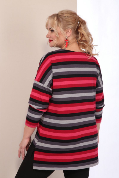 Трикотажный джемпер свободного скина со спущенным плечом SOVITA 2134 полоска - фото 8