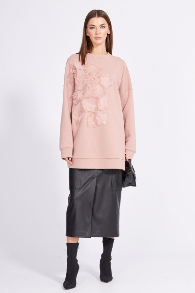 Юбка из экокожи по фигуре с разрезом и притачным поясом EOLA 2283.1 черный - фото 6