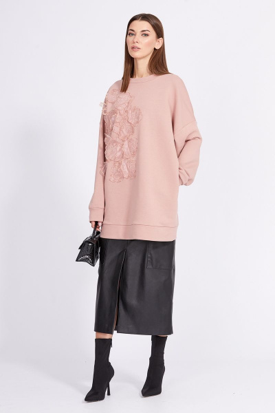 Юбка из экокожи по фигуре с разрезом и притачным поясом EOLA 2283.1 черный - фото 3