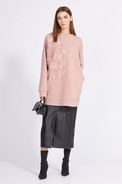 Юбка из экокожи по фигуре с разрезом и притачным поясом EOLA 2283.1 черный - фото 1