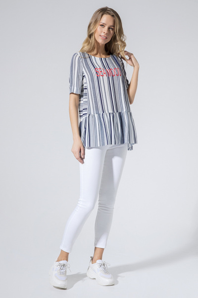Блуза, брюки LaVeLa L4319 молочный/полоска - фото 1