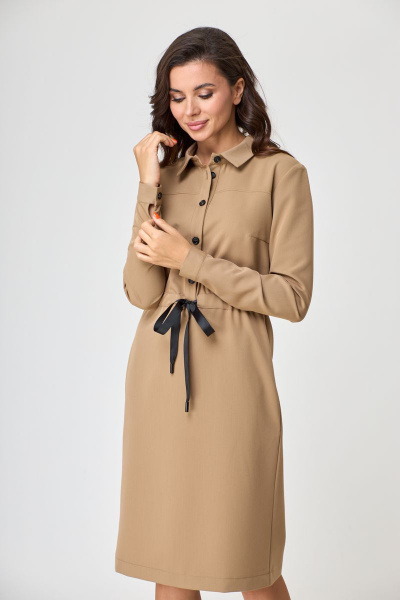 Платье Talia fashion 338 бежевый - фото 5