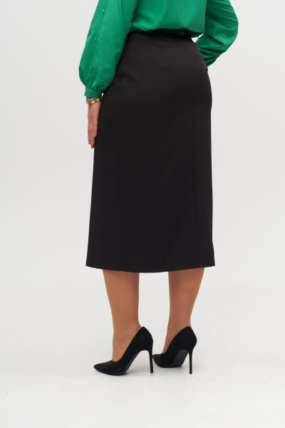 Классическая юбка миди с разрезом и застежкой спереди Anelli 1317 черный - фото 4