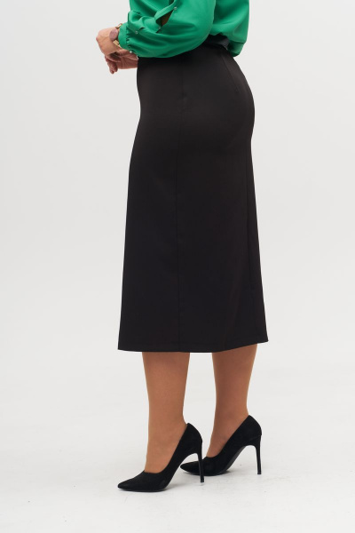 Классическая юбка миди с разрезом и застежкой спереди Anelli 1317 черный - фото 3