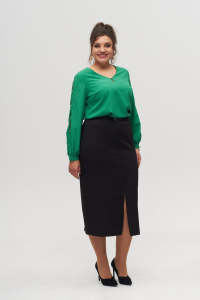 Классическая юбка миди с разрезом и застежкой спереди Anelli 1317 черный - фото 1