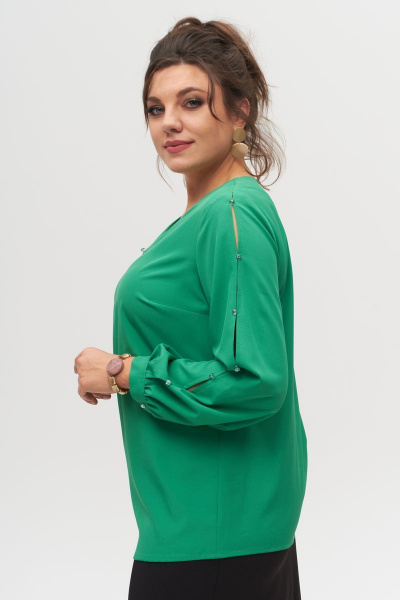 Блуза оверсайз с фигурным низом из вискозы и текстиля Anelli 826 зеленый - фото 5