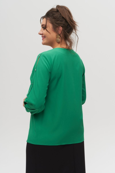 Блуза оверсайз с фигурным низом из вискозы и текстиля Anelli 826 зеленый - фото 2