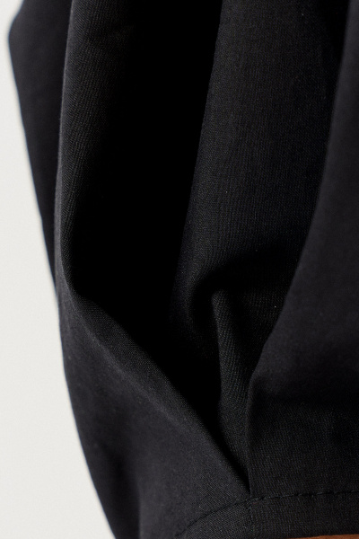 Длинное хлопковое платье с объемными рукавами и приталенным силуэтом Панда 139080w черный - фото 5