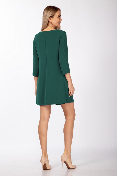 Платье-комбинезон из текстиля на подкладке для делового образа Lady Style Classic 1768/1 изумрудный - фото 4
