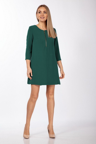 Платье-комбинезон из текстиля на подкладке для делового образа Lady Style Classic 1768/1 изумрудный - фото 1