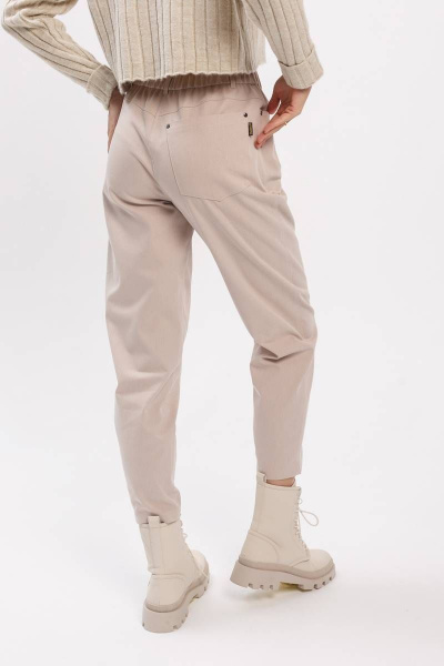 Брюки слоучи из хлопка с резинкой и зауженным низом Madech 21182 светло-бежевый - фото 7
