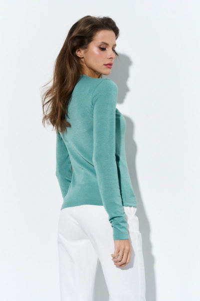 Джемпер из трикотажа с невысокой стойкой, укороченный Luitui R5032 бирюзовый - фото 2