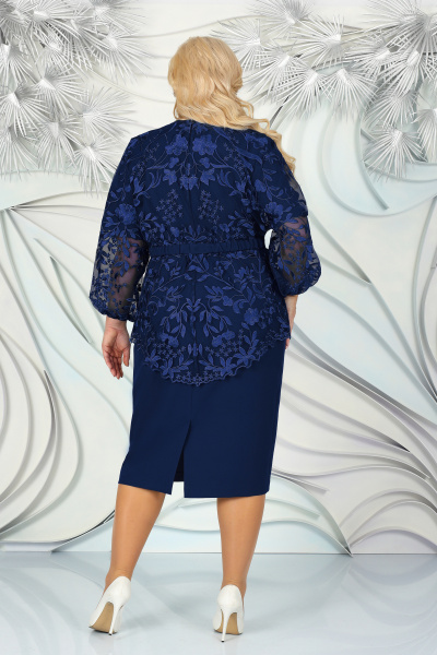 Платье на каждый день из костюмной ткани с поясом Ninele 5944 синий - фото 9