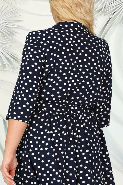 Демисезонное платье с складками и сложной отделкой Ninele 7397 синий - фото 4