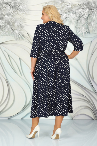 Демисезонное платье с складками и сложной отделкой Ninele 7397 синий - фото 14