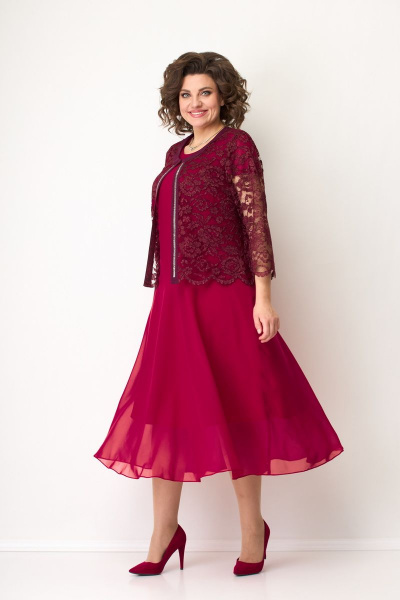 Круглогодичный нарядный комплект платье с гипюровым жакетом Solomeya Lux 623C - фото 5