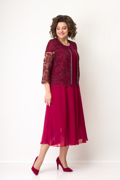 Круглогодичный нарядный комплект платье с гипюровым жакетом Solomeya Lux 623C - фото 4