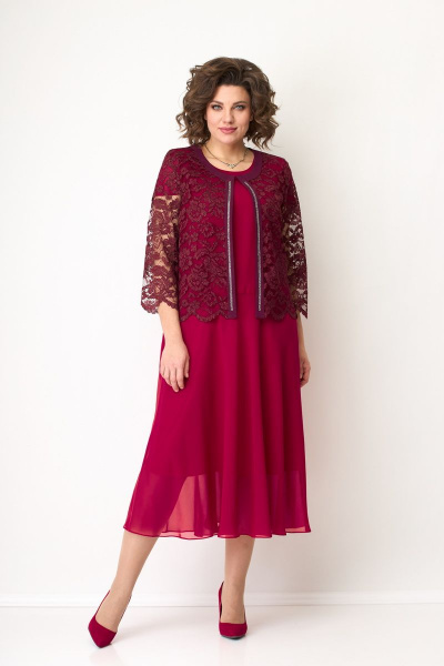 Круглогодичный нарядный комплект платье с гипюровым жакетом Solomeya Lux 623C - фото 3