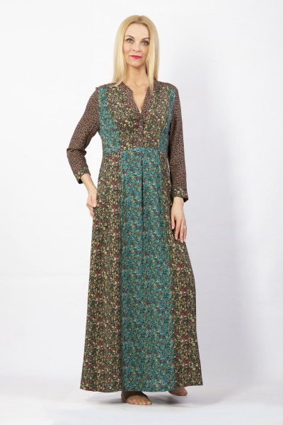 Платье Полинушка 360/1 бирюза_пэчворк - фото 2