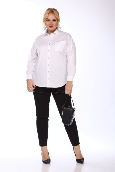 Блуза с накладными карманами и спущенными плечами, с воротником SOVITA 884 белый - фото 2