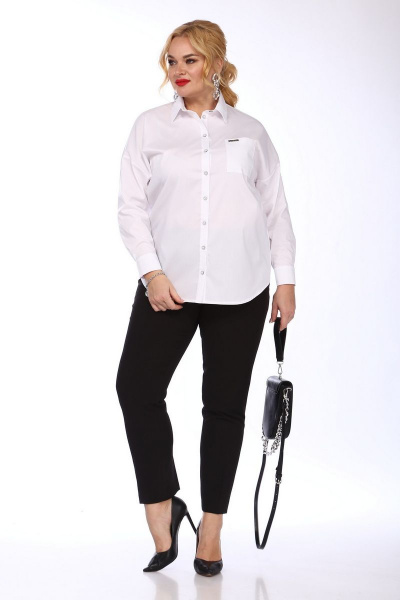 Блуза с накладными карманами и спущенными плечами, с воротником SOVITA 884 белый - фото 1