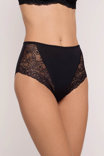 Высокие черные трусы из трикотажа с кружевной деталью Milady 219 3.8 - фото 3