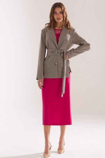 Деловой жакет из костюмной ткани с ремнем Lyushe 3323 - фото 3