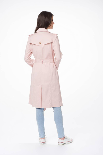 Демисезонный тренч с кокетками и съемным поясом Stilville 1617 персик - фото 7