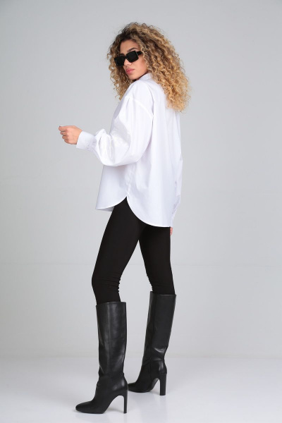 Демисезонная белая рубашка с вышивкой и стойкой ALEZA 1121 - фото 3