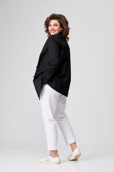 Свободный жакет из хлопка с отрезным бочком и классическим воротником БелЭльСтиль 848-1 23 22 черный - фото 5